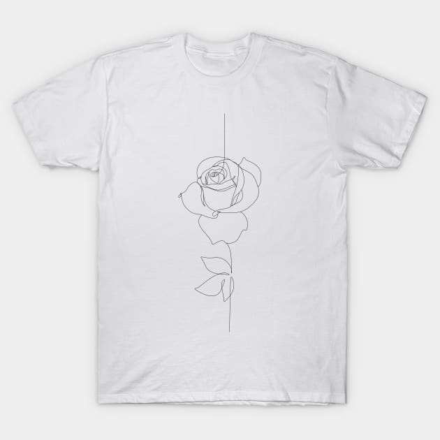 Rose one line art. T-Shirt by OneLinePrint